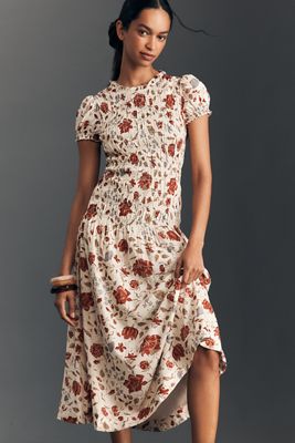 Reformation Kiria Smocked Midi Dress