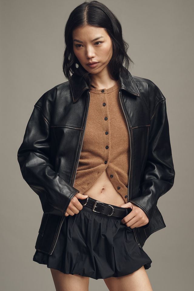 Reformation Veda Bennett Leather Shirt Jacket #1