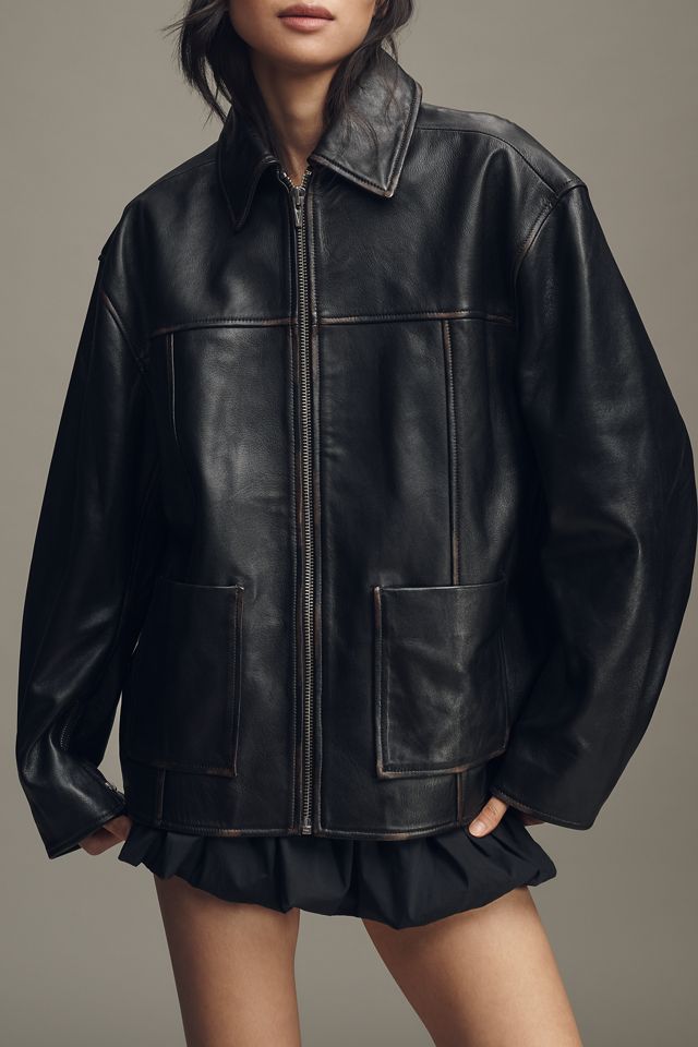 Reformation Veda Bennett Leather Shirt Jacket #2