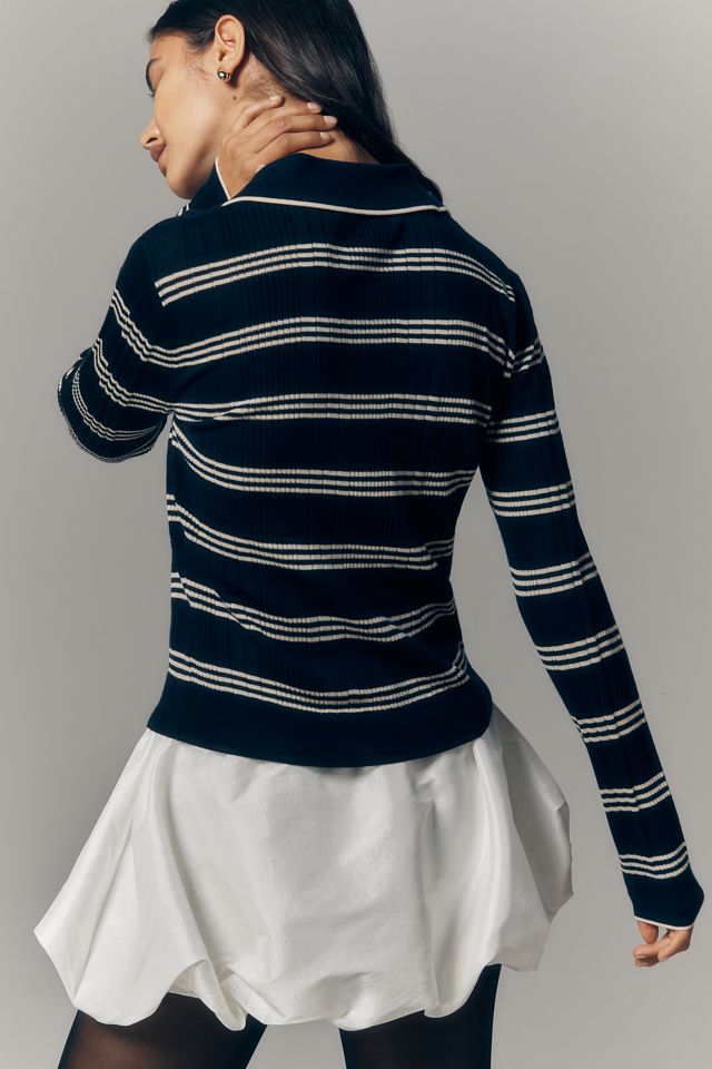 Reformation Hermia Long-Sleeve Polo Top #1