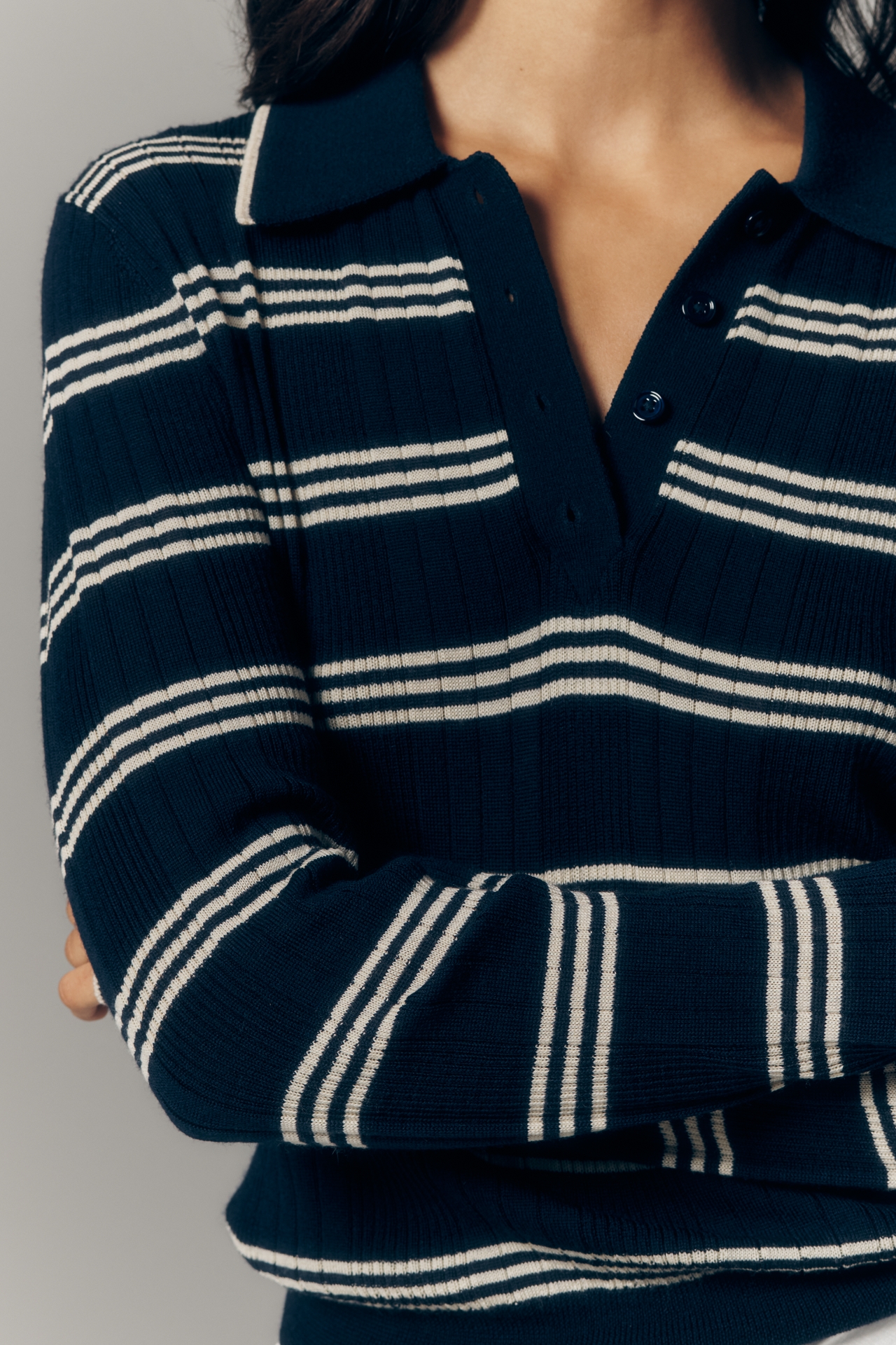 Reformation Hermia Long-Sleeve Polo Top