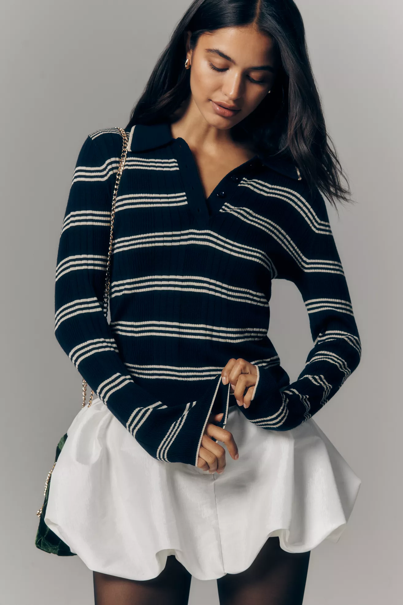Reformation Hermia Merino Wool Polo Pullover