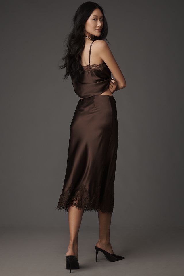 Reformation Carolina Lace-Hem Silk Midi Skirt #2