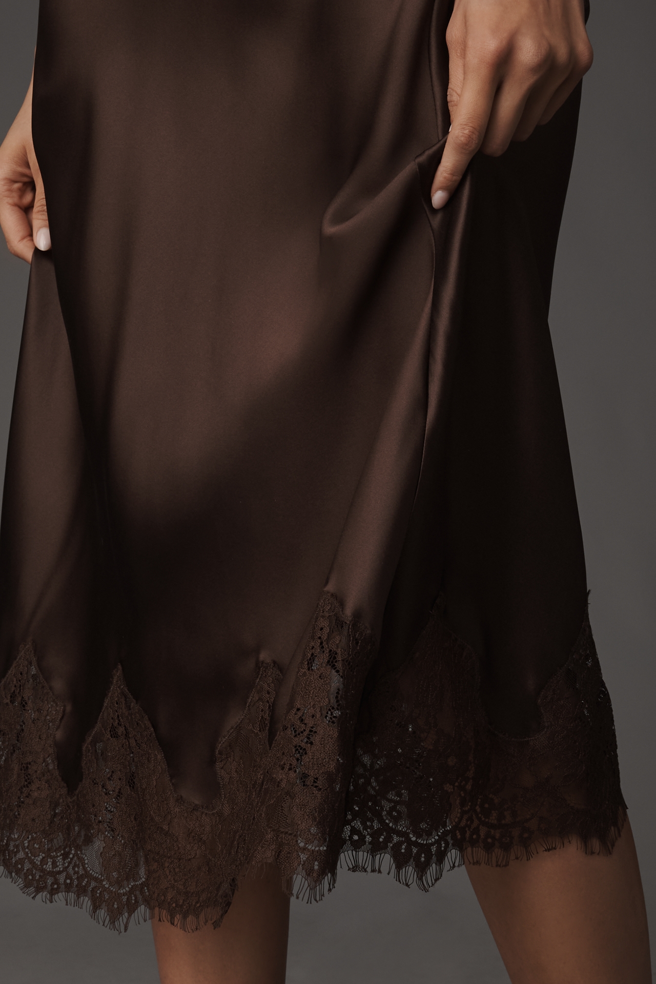 Reformation Carolina Lace-Hem Silk Midi Skirt