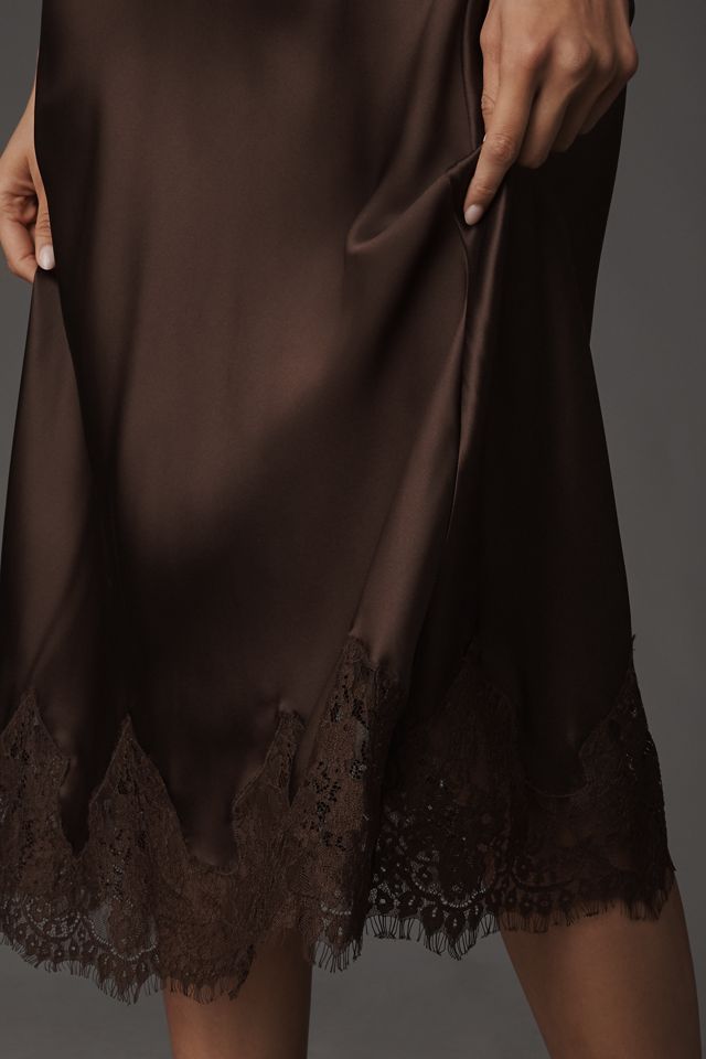 Reformation Carolina Lace-Hem Silk Midi Skirt #3