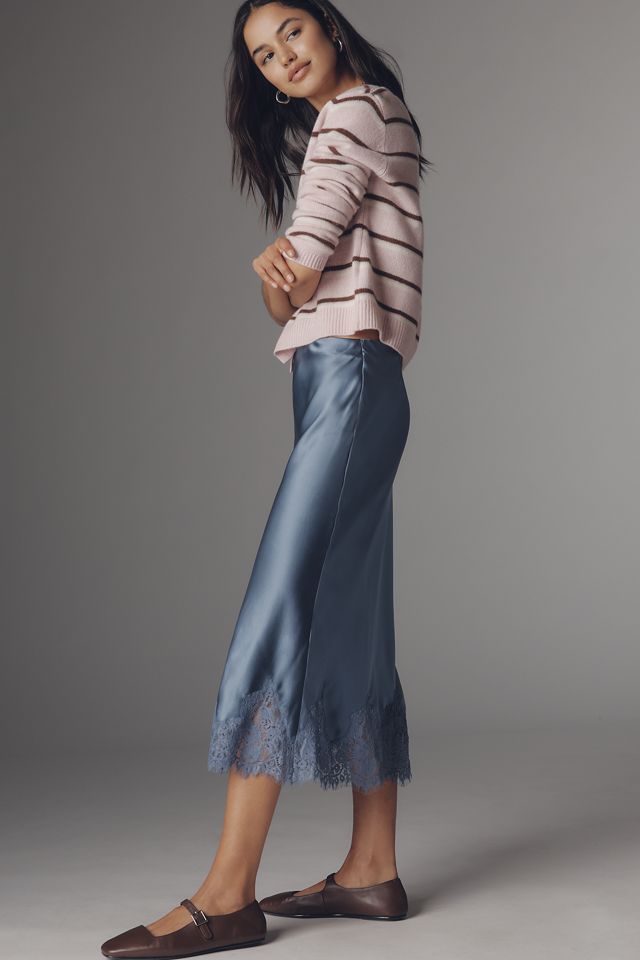 Reformation Carolina Lace-Hem Silk Midi Skirt #3