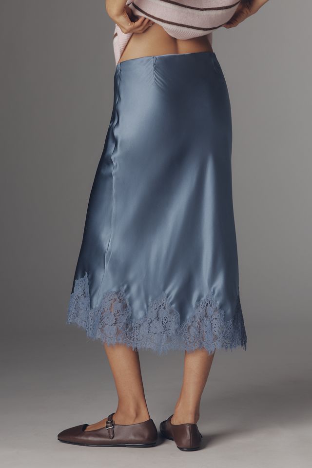 Reformation Carolina Lace-Hem Silk Midi Skirt #4