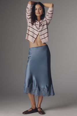 Reformation Carolina Lace-Hem Silk Midi Skirt