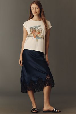 Reformation Carolina Lace-Hem Silk Midi Skirt