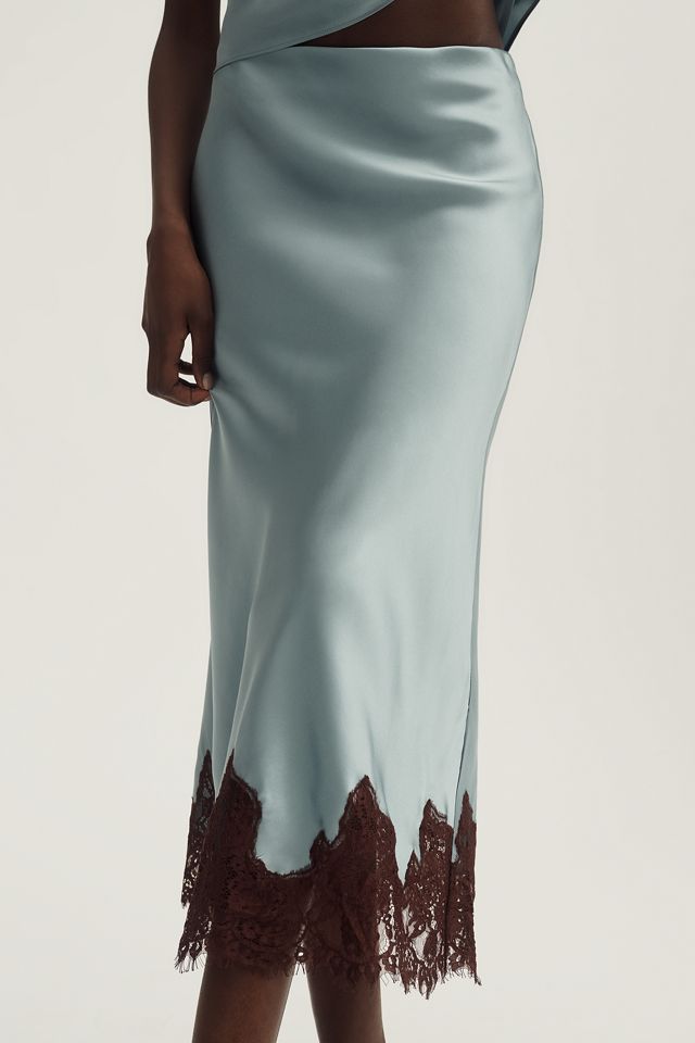 Reformation Carolina Lace-Hem Silk Midi Skirt #1