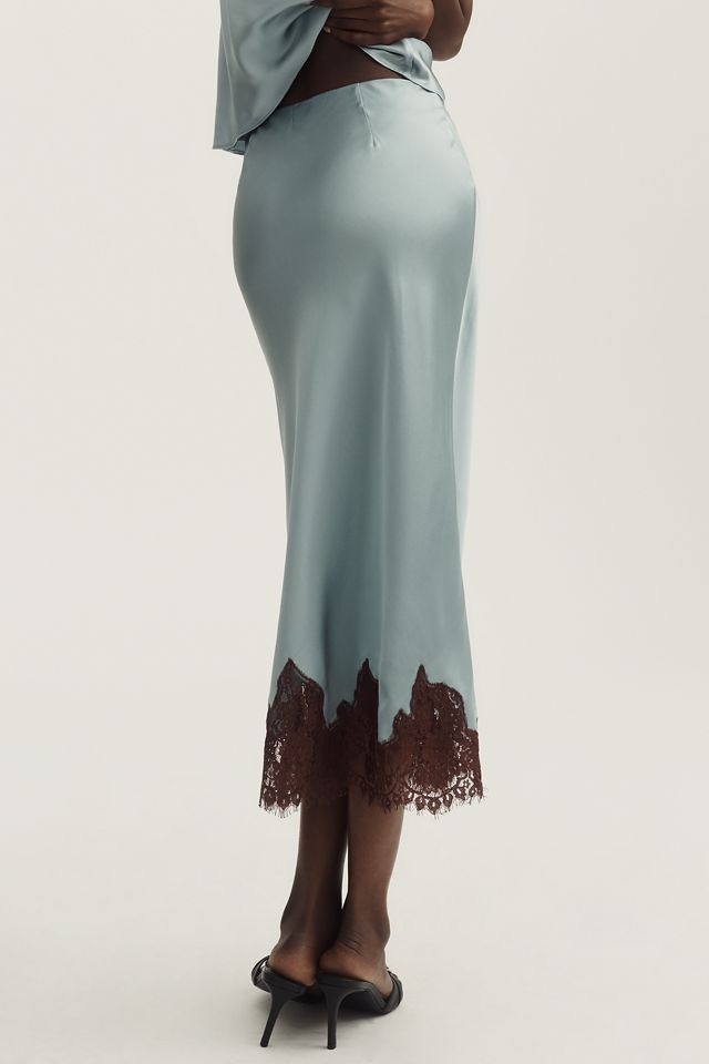 Reformation Carolina Lace-Hem Silk Midi Skirt #2