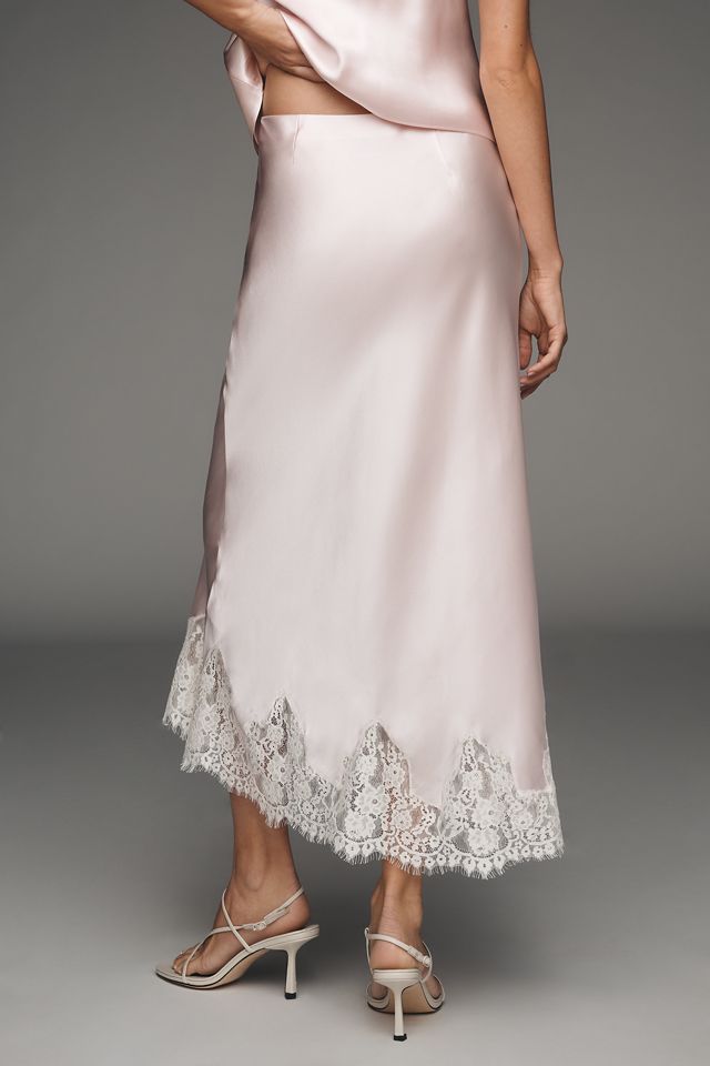 Reformation Carolina Lace-Hem Silk Midi Skirt #3