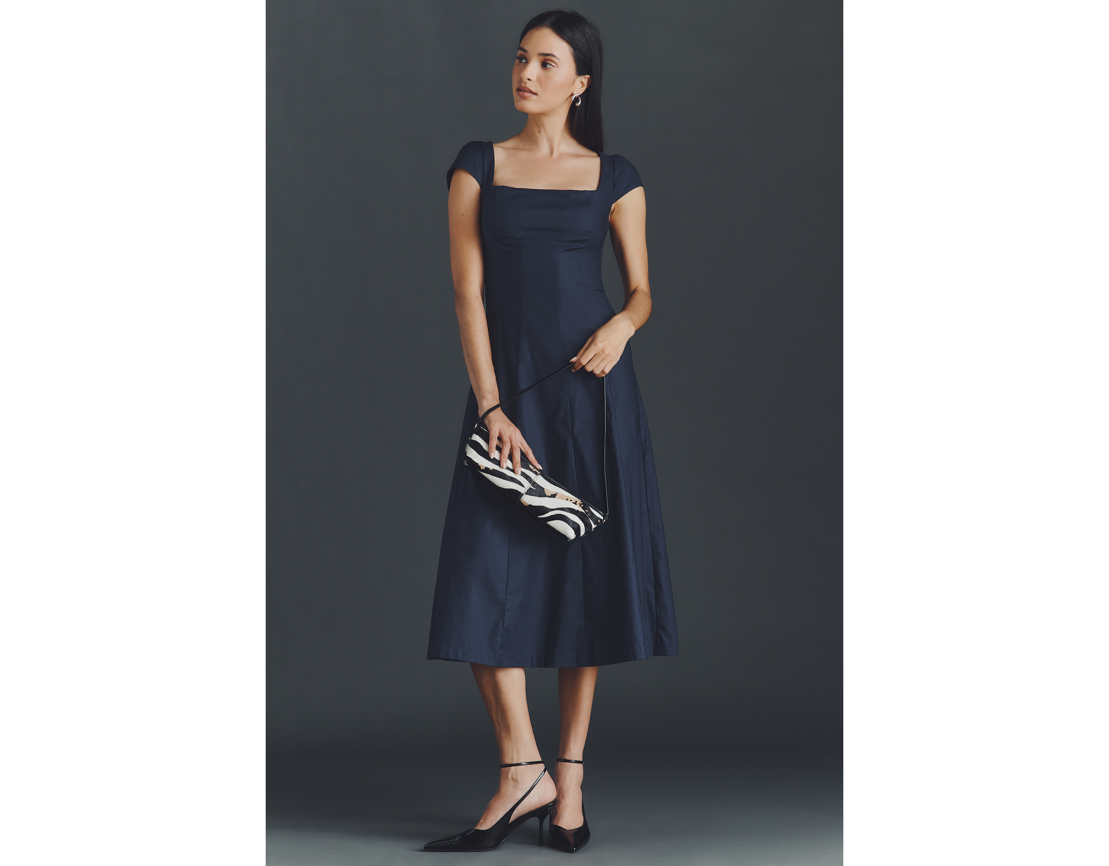Reformation Harlie Cap-Sleeve A-Line Midi Dress