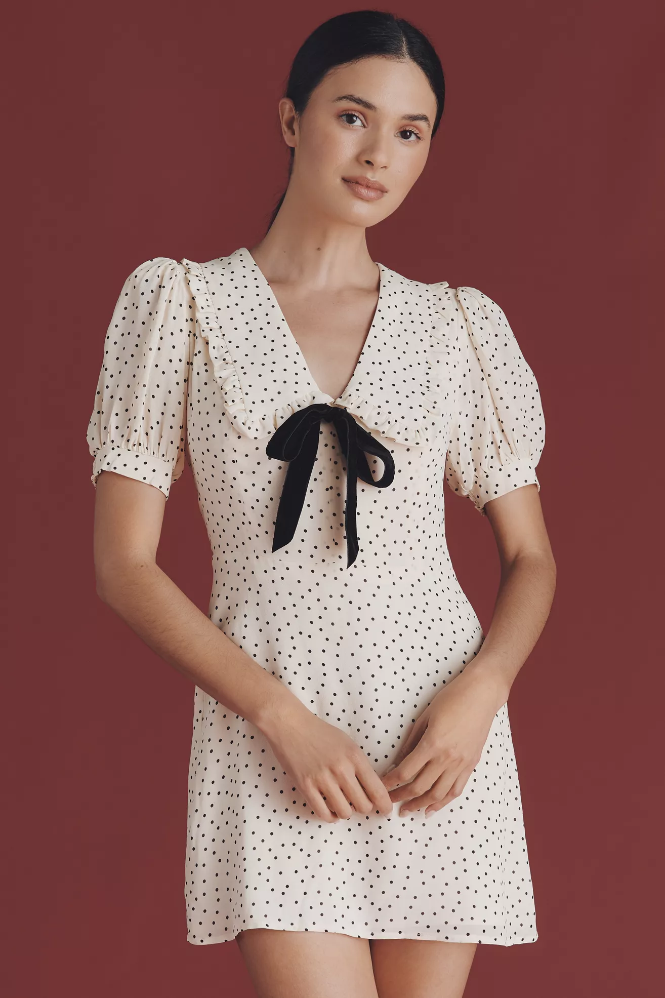 Reformation Kaylia Puff-Sleeve Mini Dress