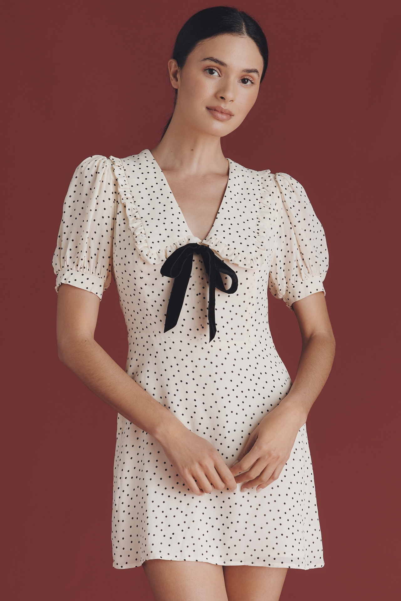Reformation Kaylia Puff-Sleeve Mini Dress