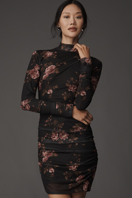 Reformation Emerson Long-sleeve Knit Mini Dress In Black