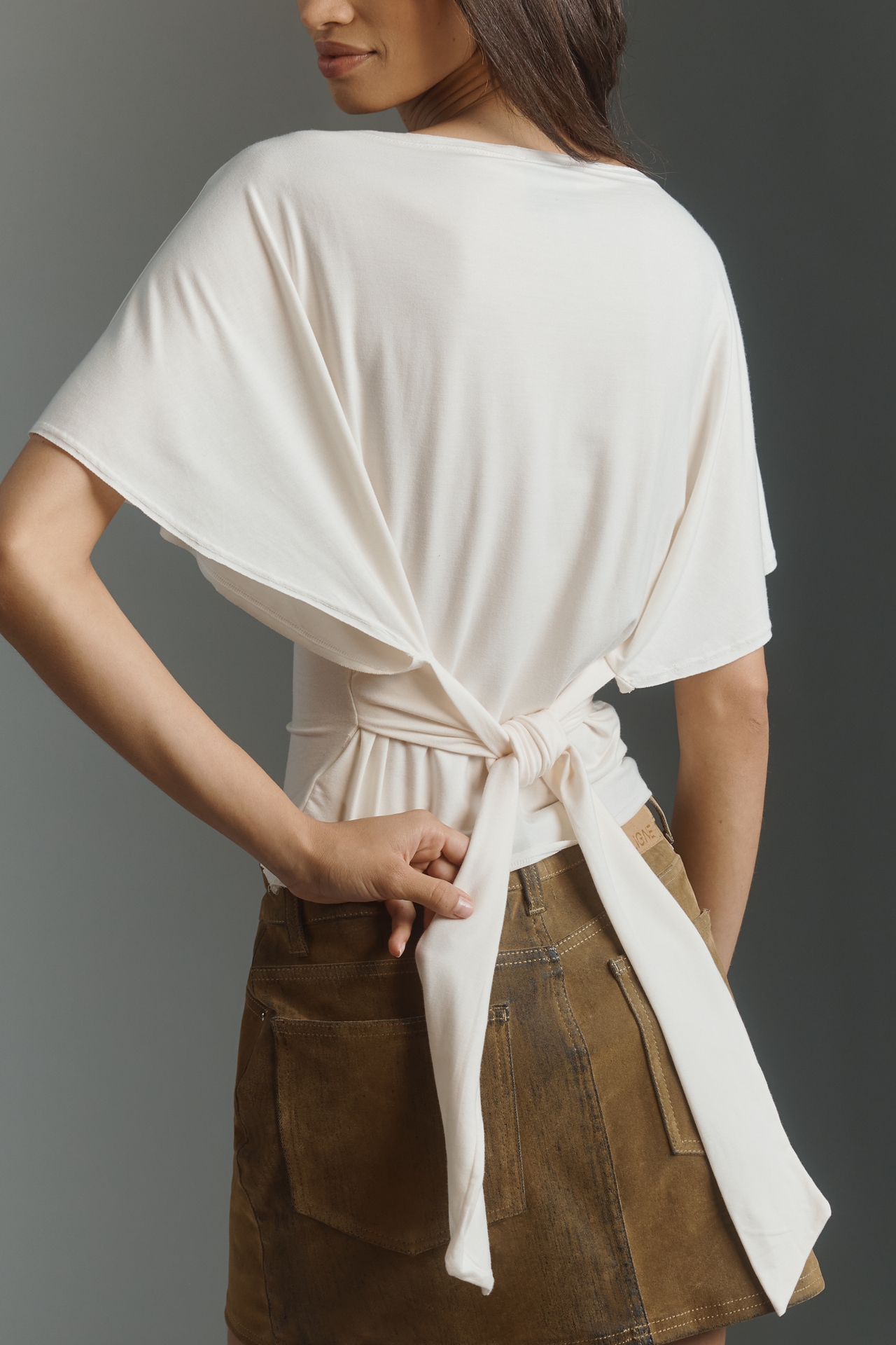 Reformation Avery Knit Flutter Sleeve Top