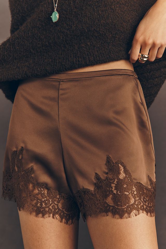 Reformation Fern Satin Lace Shorts