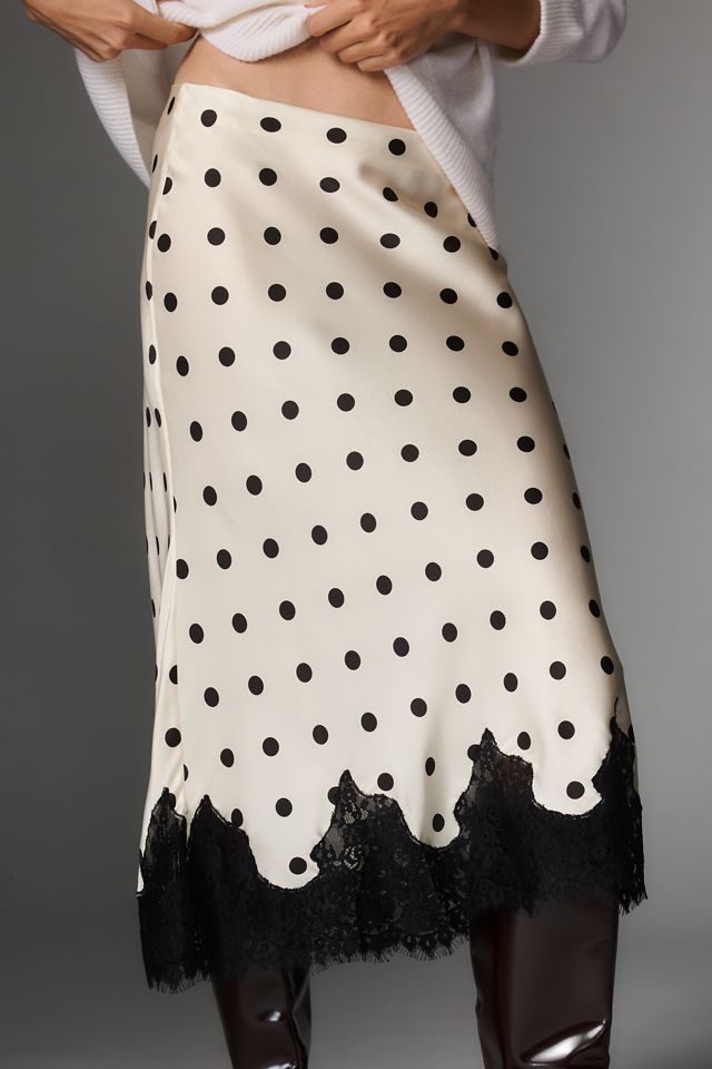 Reformation Carolina Lace-Hem Silk Midi Skirt #1