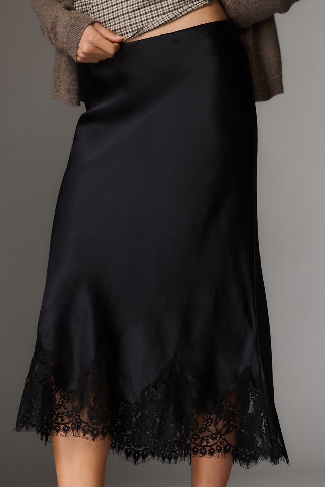 Reformation Carolina Lace-Hem Silk Midi Skirt #1