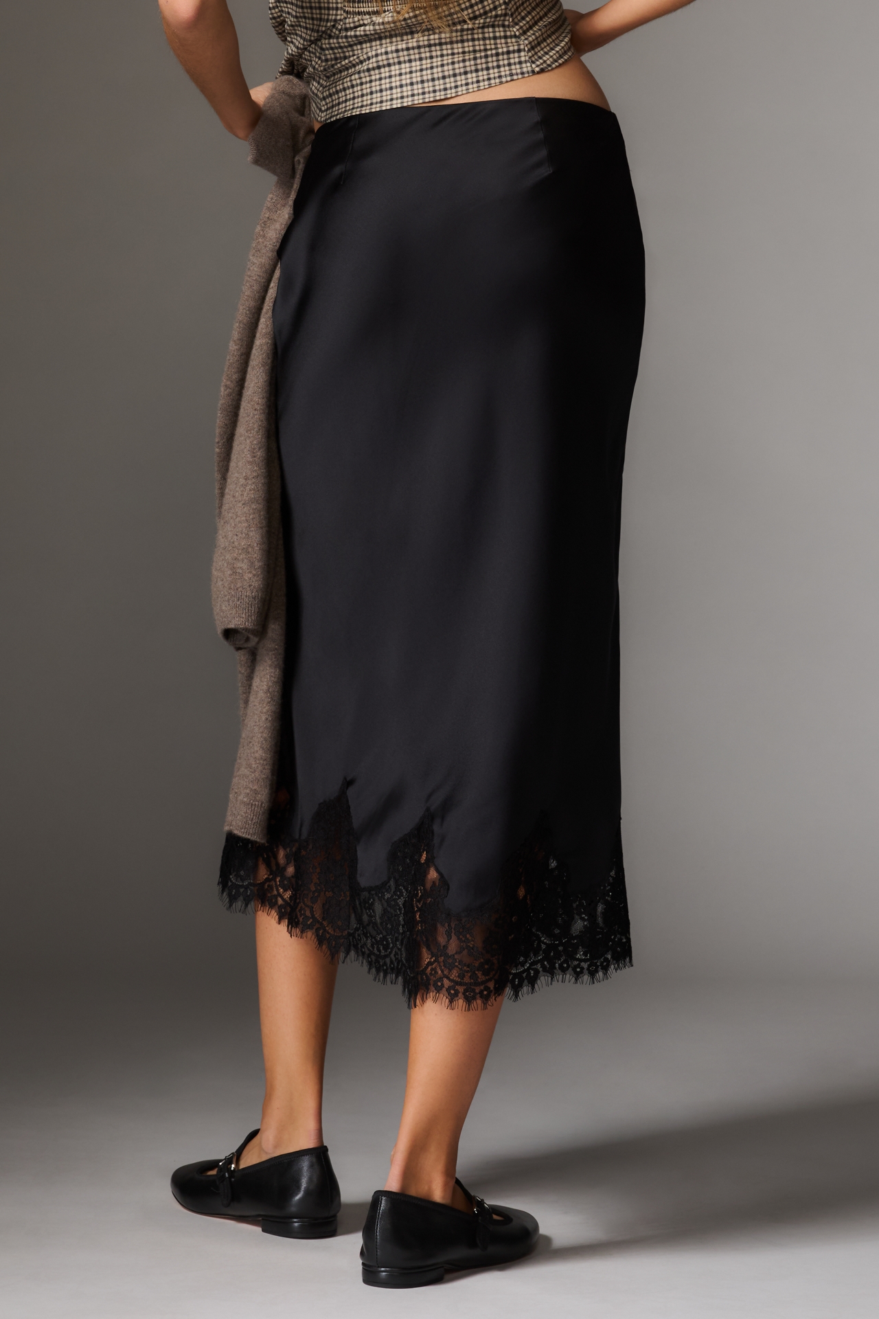 Reformation Carolina Lace-Hem Silk Midi Skirt