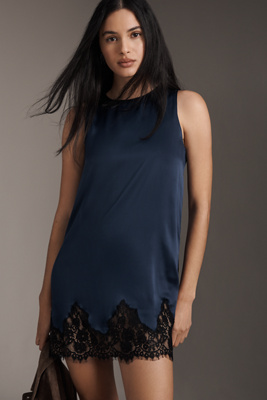 reformation blue lace dress Reformation Blue Silk & Lace Midi Dress by Reformation