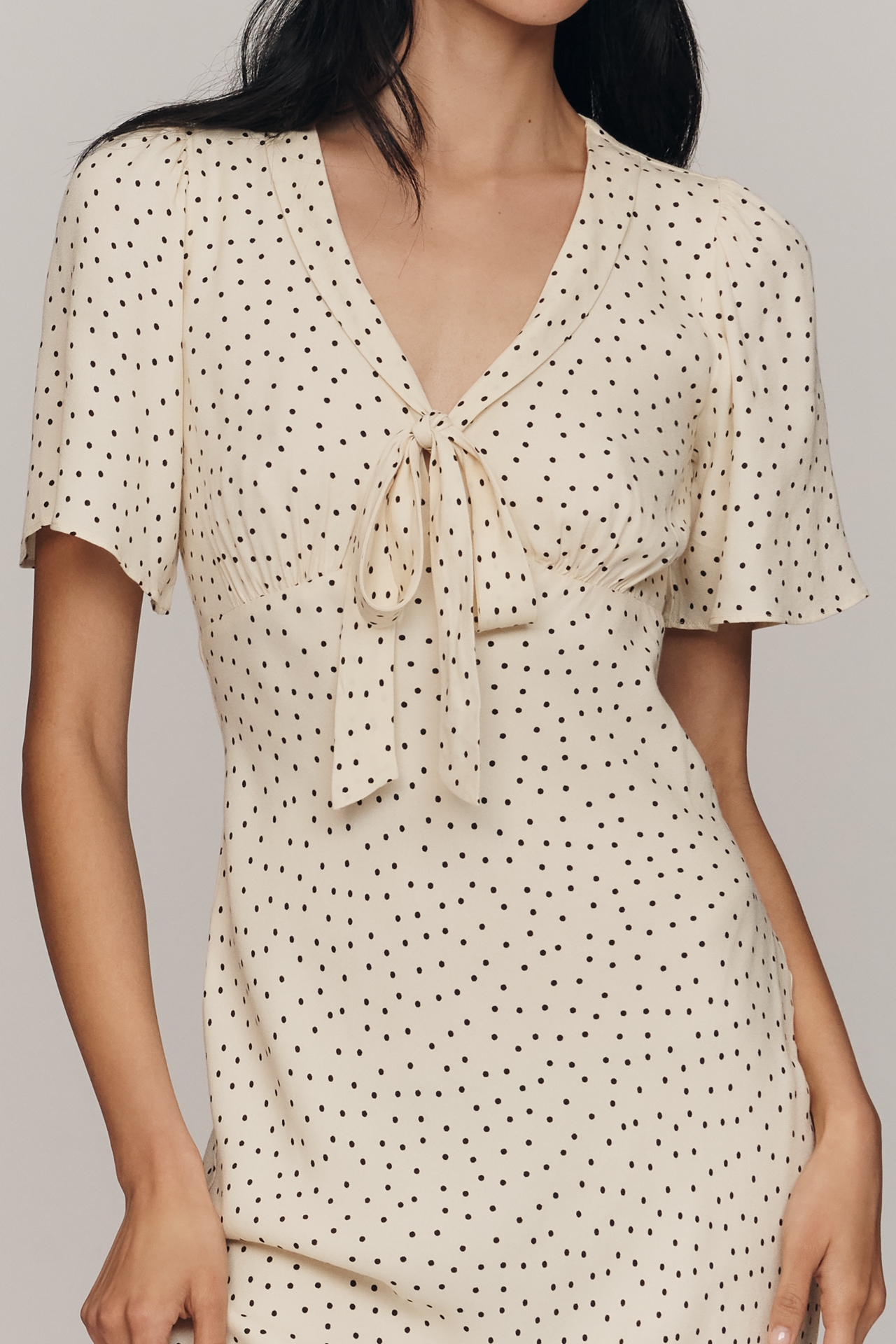 Reformation Tyra Short-Sleeve V-Neck Midi Dress