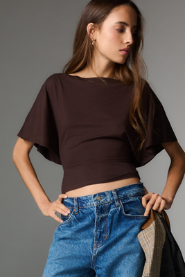 Reformation Avery Knit Top In Brown