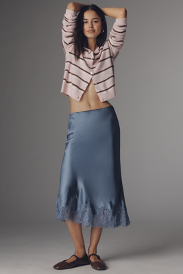 Reformation Carolina Silk Lace Pull-On Midi Skirt