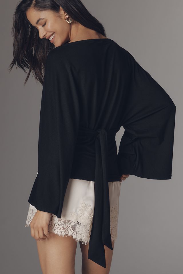 Reformation Avery Knit Long-Sleeve Tie-Back Top #1