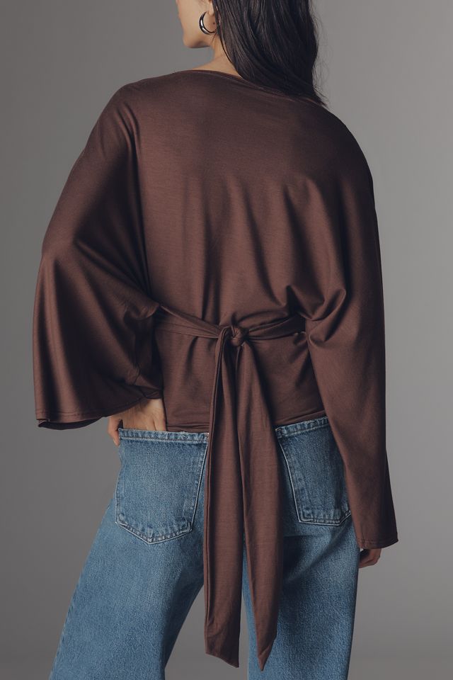 Reformation Avery Knit Long-Sleeve Tie-Back Top #1
