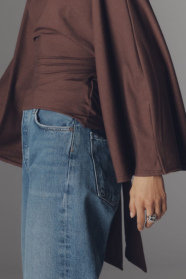 Reformation Avery Knit Long-Sleeve Tie-Back Top #2
