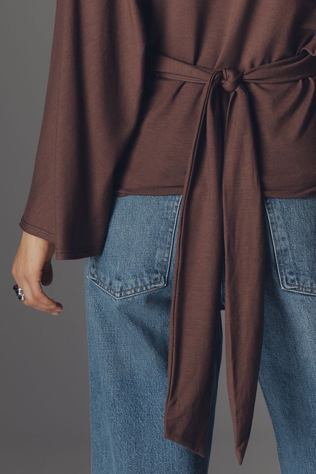 Reformation Avery Knit Long-Sleeve Tie-Back Top #3