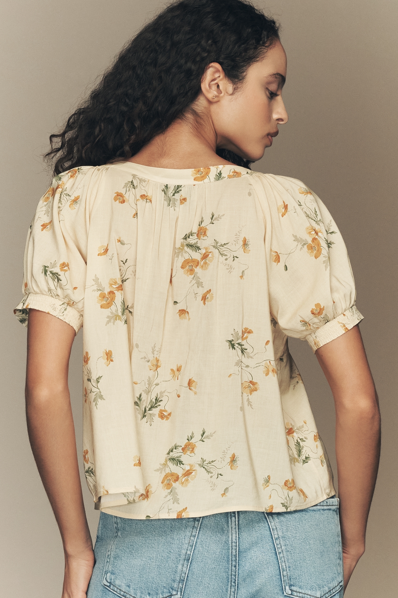 Reformation Calia Buttondown Short-Sleeve Top