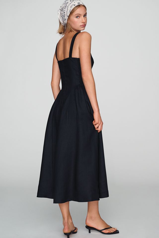 Reformation Birdie 100% Linen Midi Dress #1