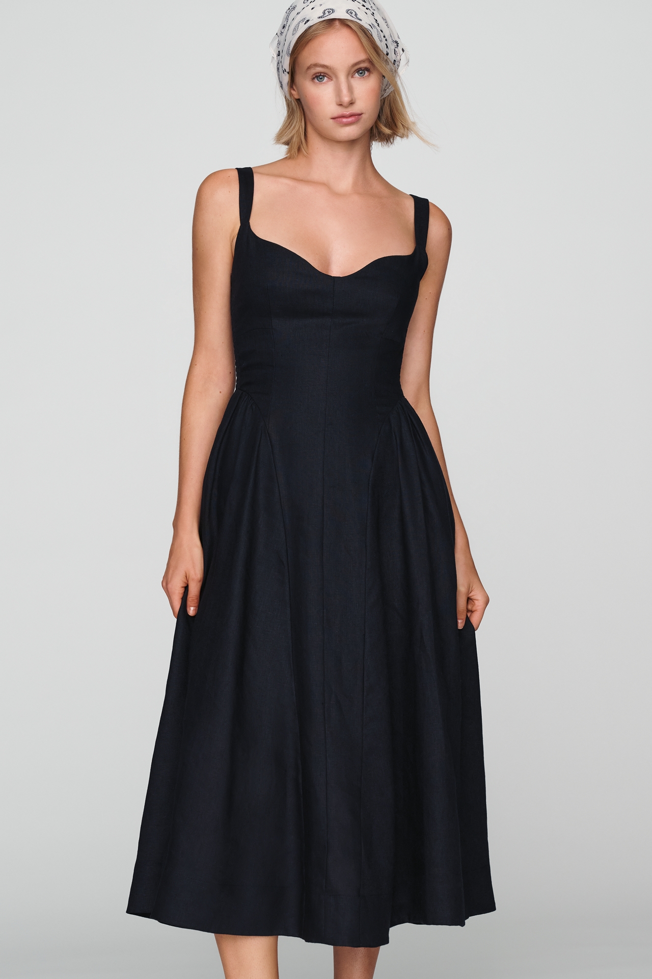 Reformation Birdie 100% Linen Midi Dress