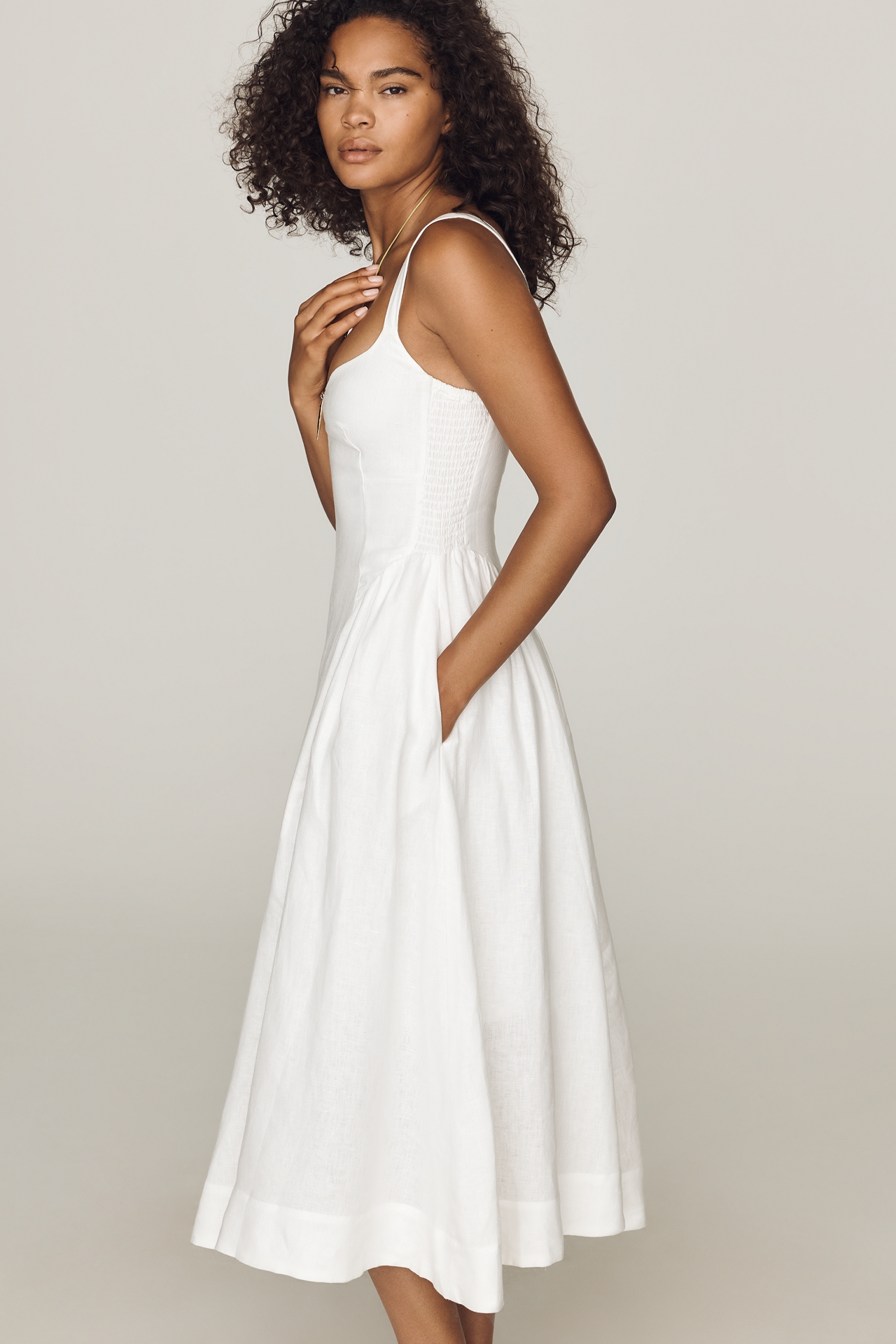 Reformation Birdie Linen Midi Dress