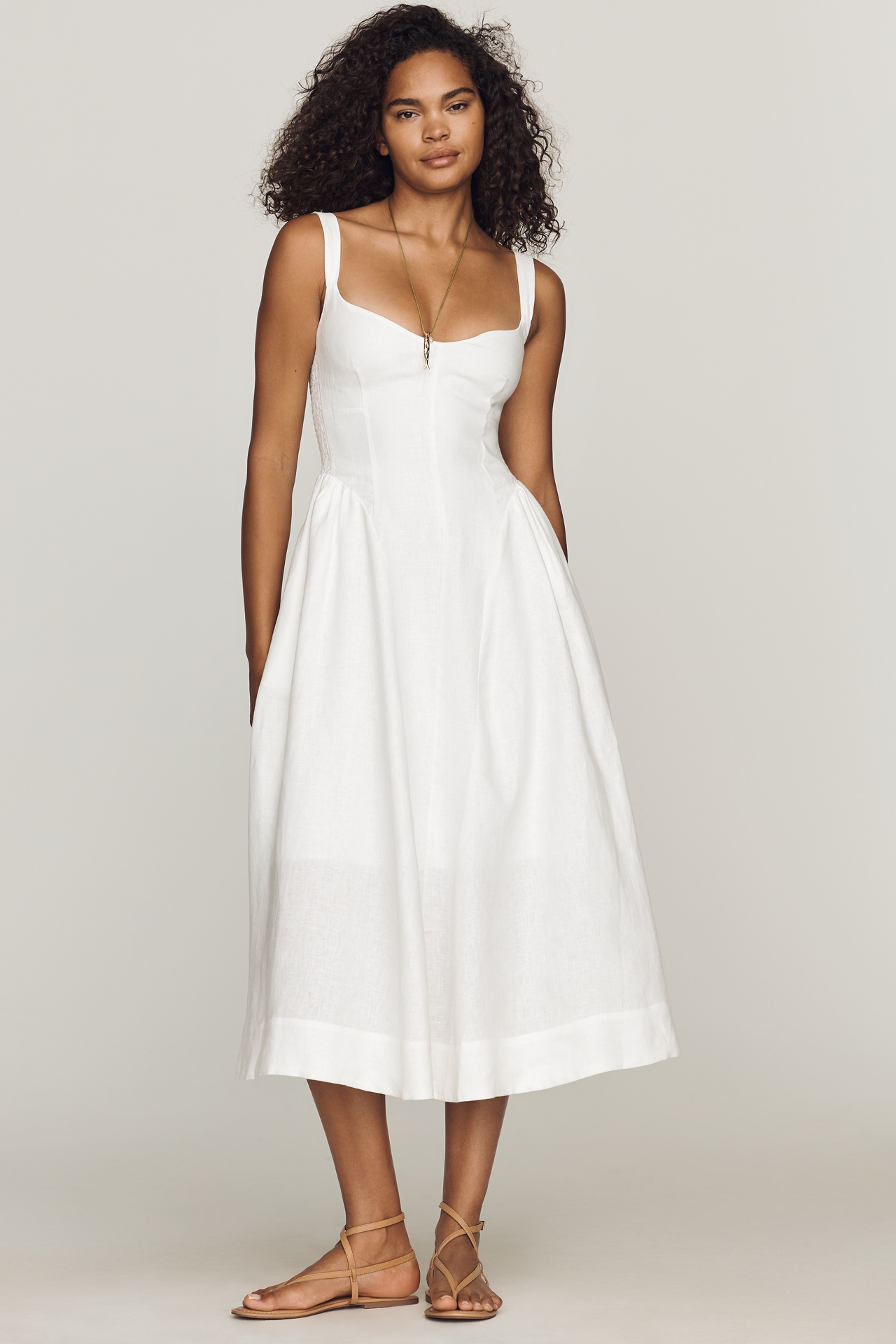 Reformation Birdie Linen Midi Dress
