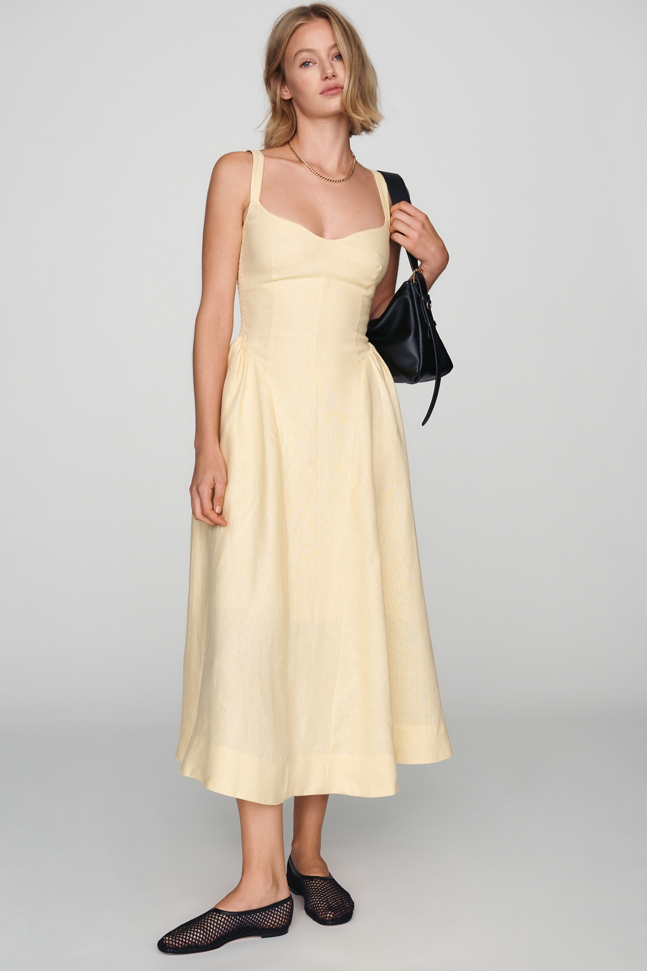 Reformation Birdie 100% Linen Midi Dress