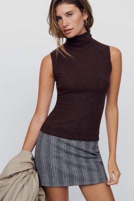 Reformation Colbie Knit Turtle-Neck Tank