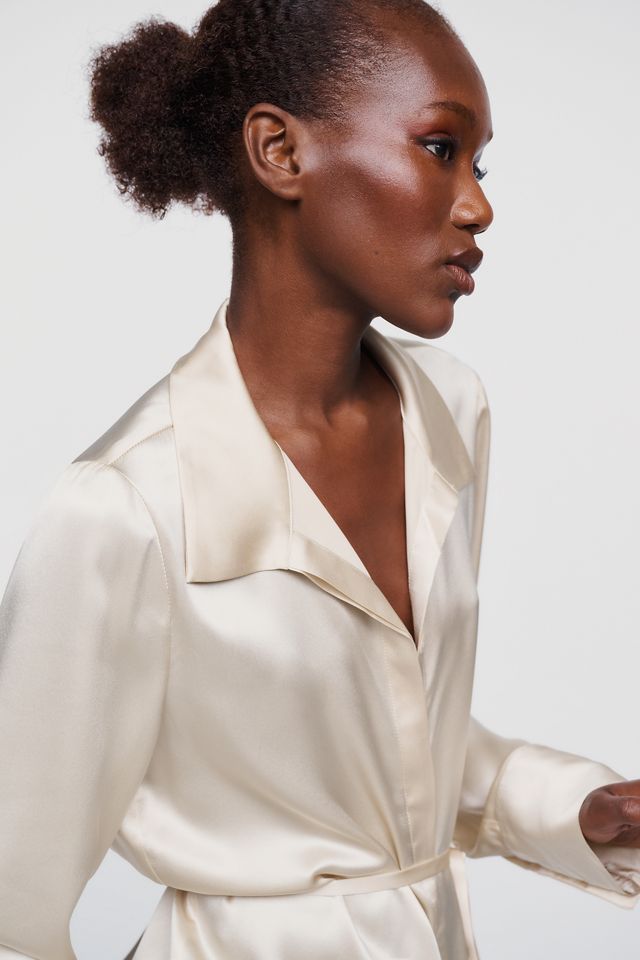 Reformation Camilla 100% Silk Buttondown Belted Shirt #1