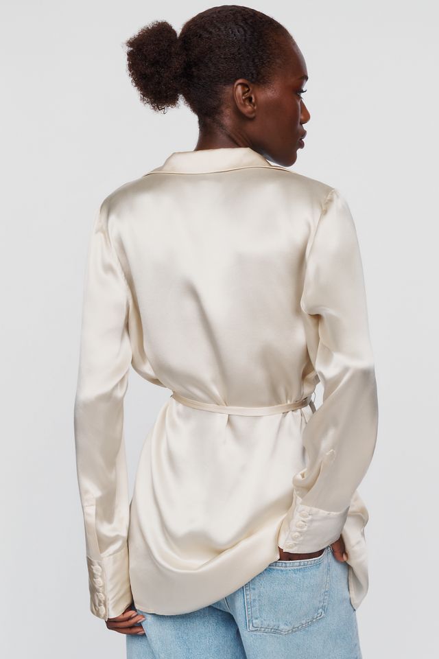 Reformation Camilla 100% Silk Buttondown Belted Shirt #3