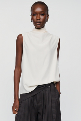Reformation Bobbi 100% Silk Mock Neck Top by Anthropologie