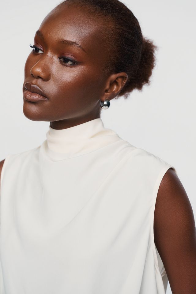Reformation Bobbi 100% Silk Mock Neck Top  #1