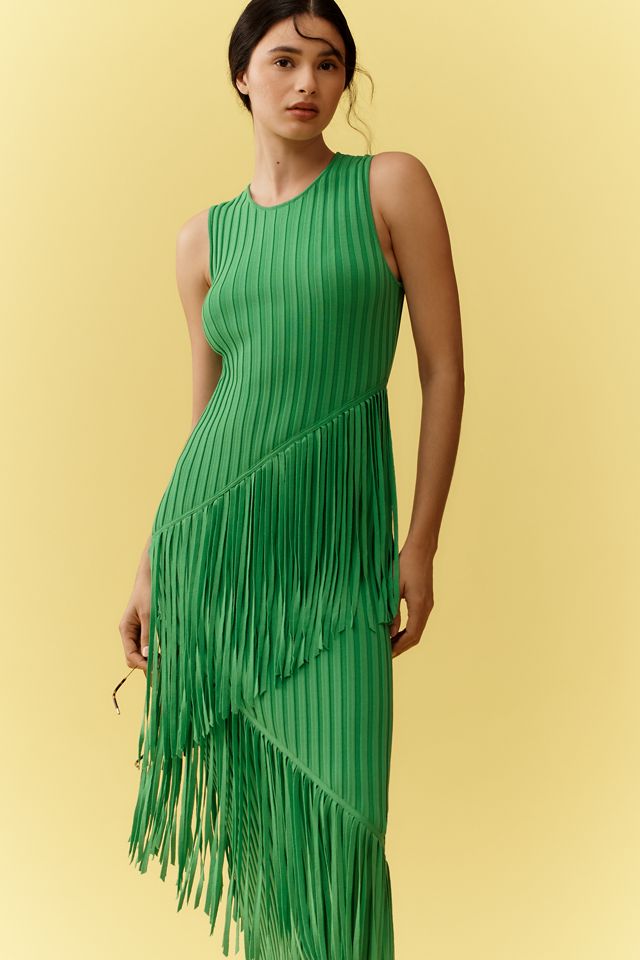 green swirl knit dress SIMONMILLER Spiral Maxi occasion:special-occasion