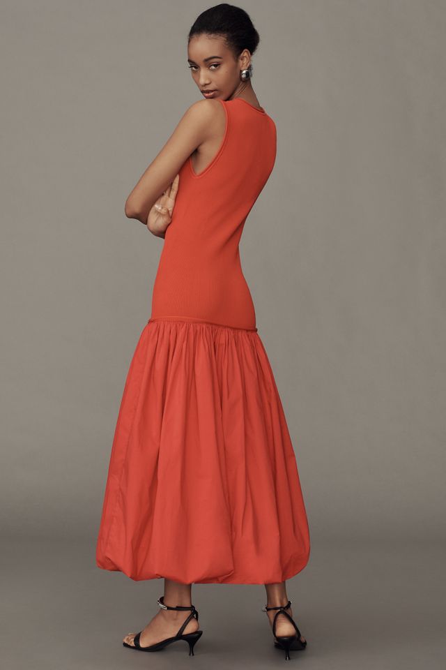 SIMONMILLER Yanez Poplin Combo Drop-Waist Midi Dress #1