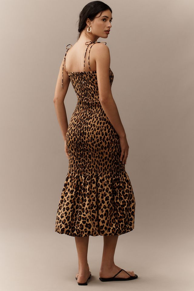 SIMONMILLER Canto Smocked Poplin Midi Dress #1