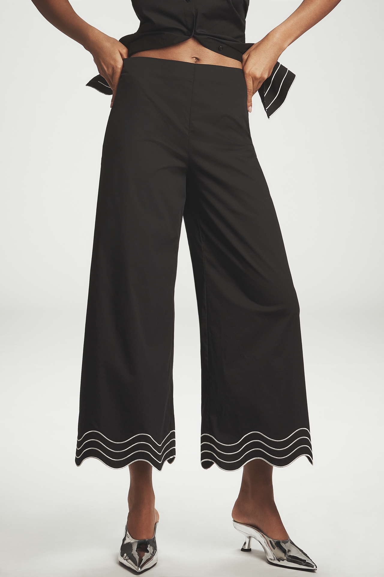 SIMONMILLER Wavy Cropped Wide-Leg Pants