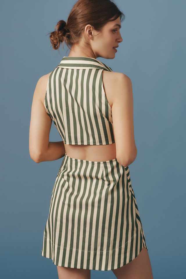SIMONMILLER Loch Sleeveless Back-Cutout Mini Shirt Dress #1