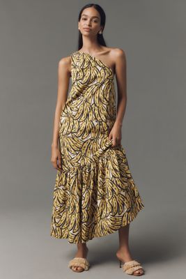 SIMONMILLER Rea One-Shoulder Poplin Maxi Dress